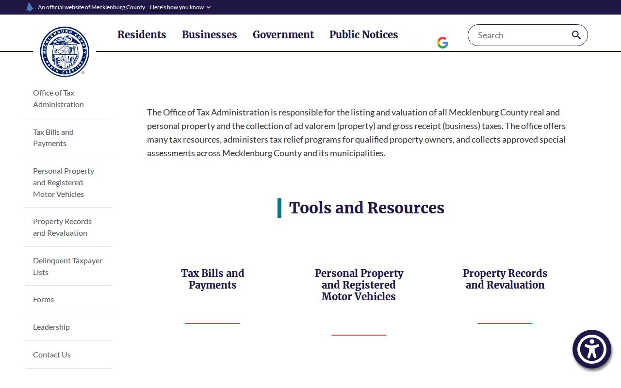 Mecklenburg residents directory property tax search