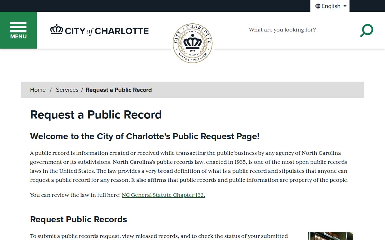 Mecklenburg residents directory Charlotte public records request portal