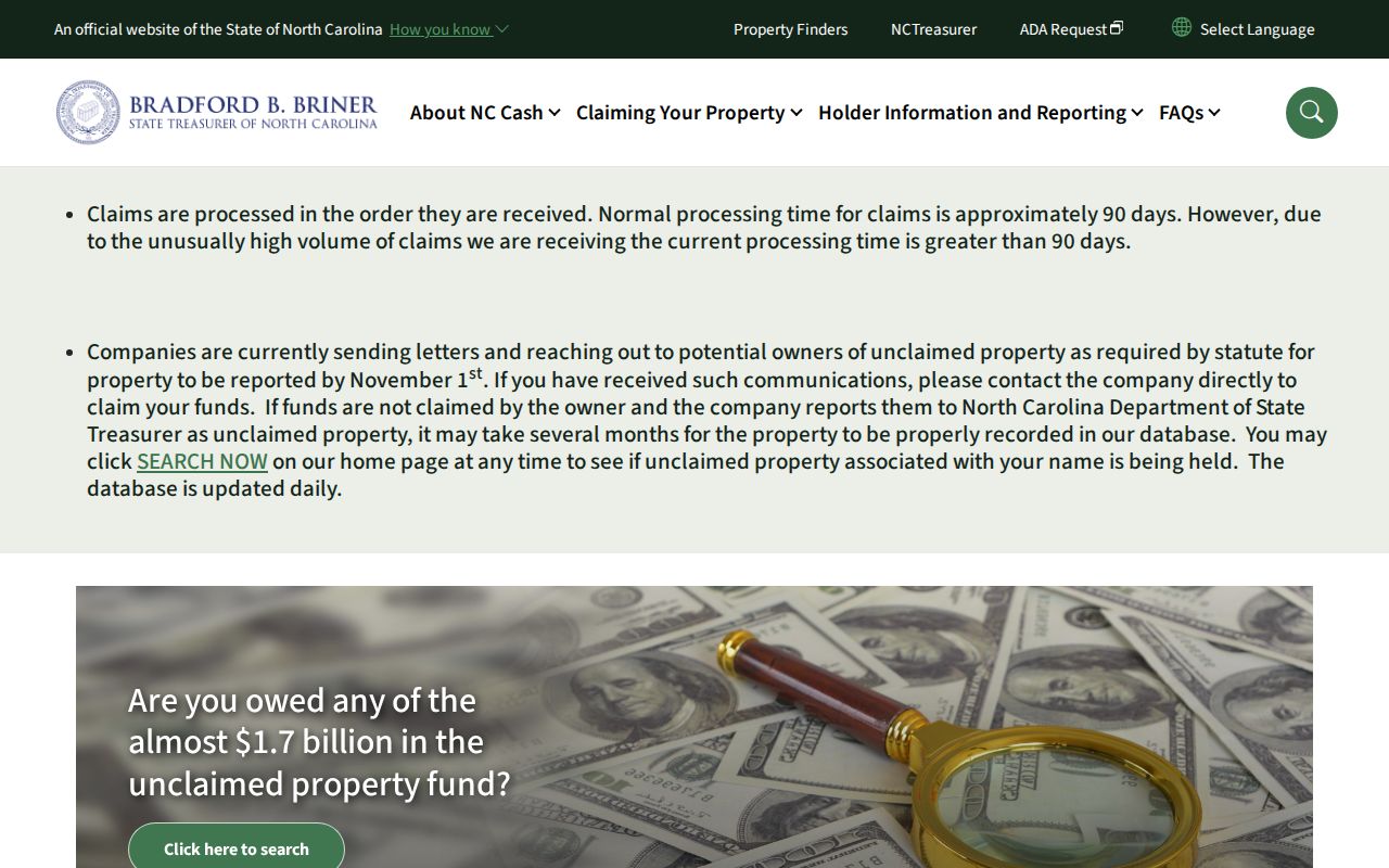 Mecklenburg residents directory North Carolina unclaimed property search