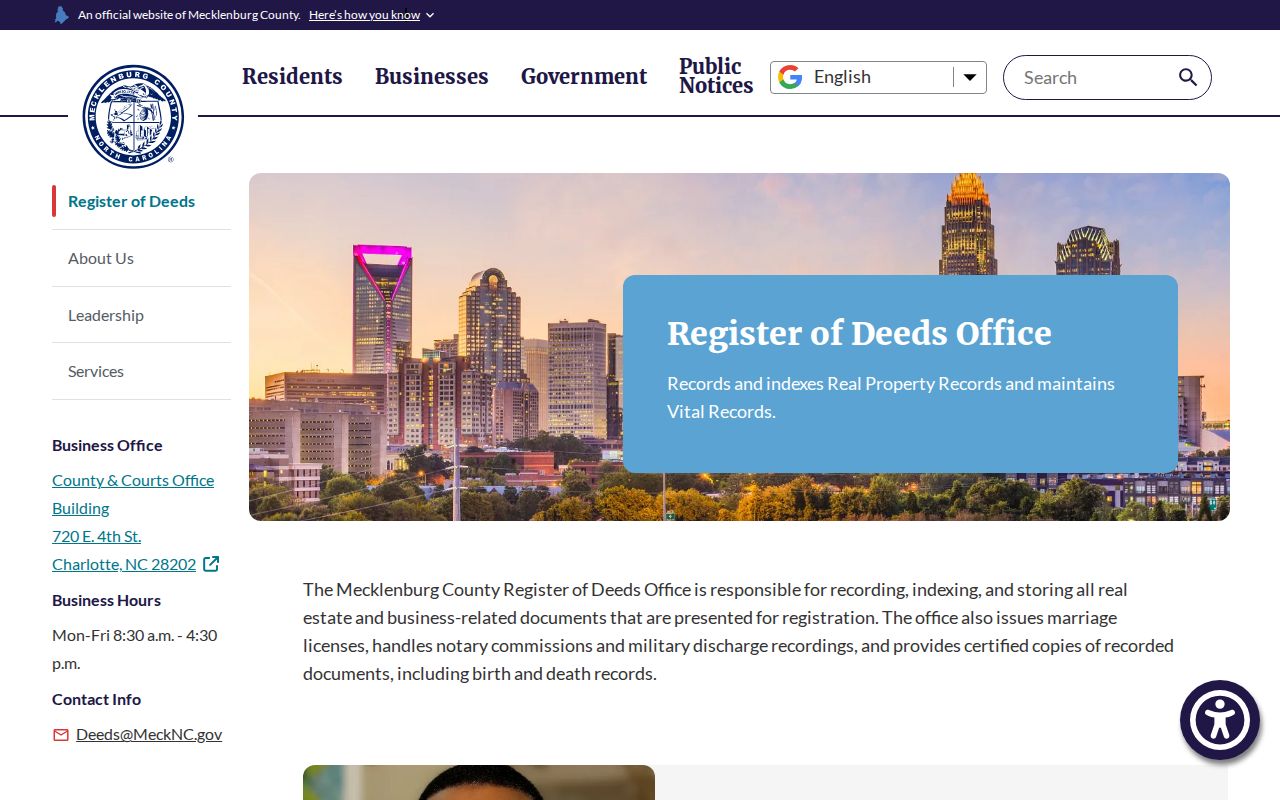 Mecklenburg neighbors reference for the county Register of Deeds