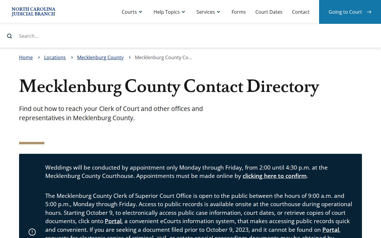 Mecklenburg resident lookup court contact directory for county court records