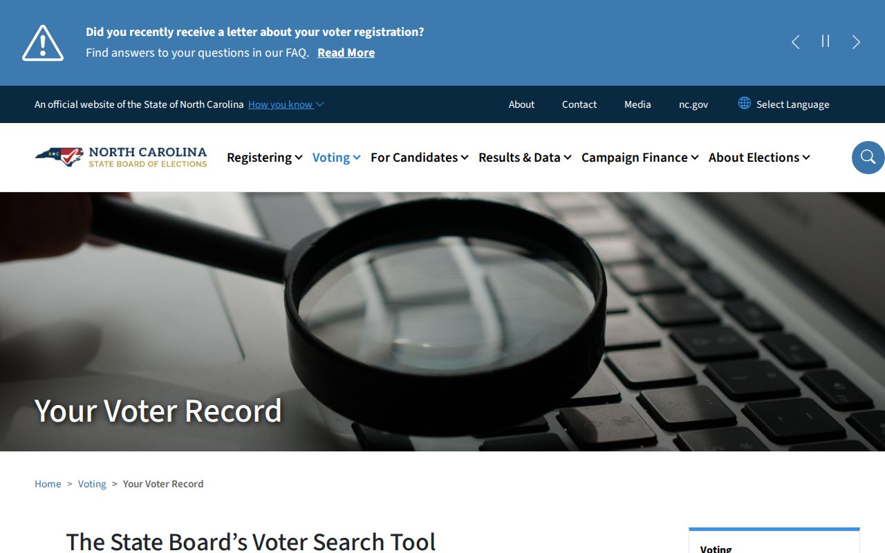 Mecklenburg resident lookup reference showing North Carolina voter record guidance