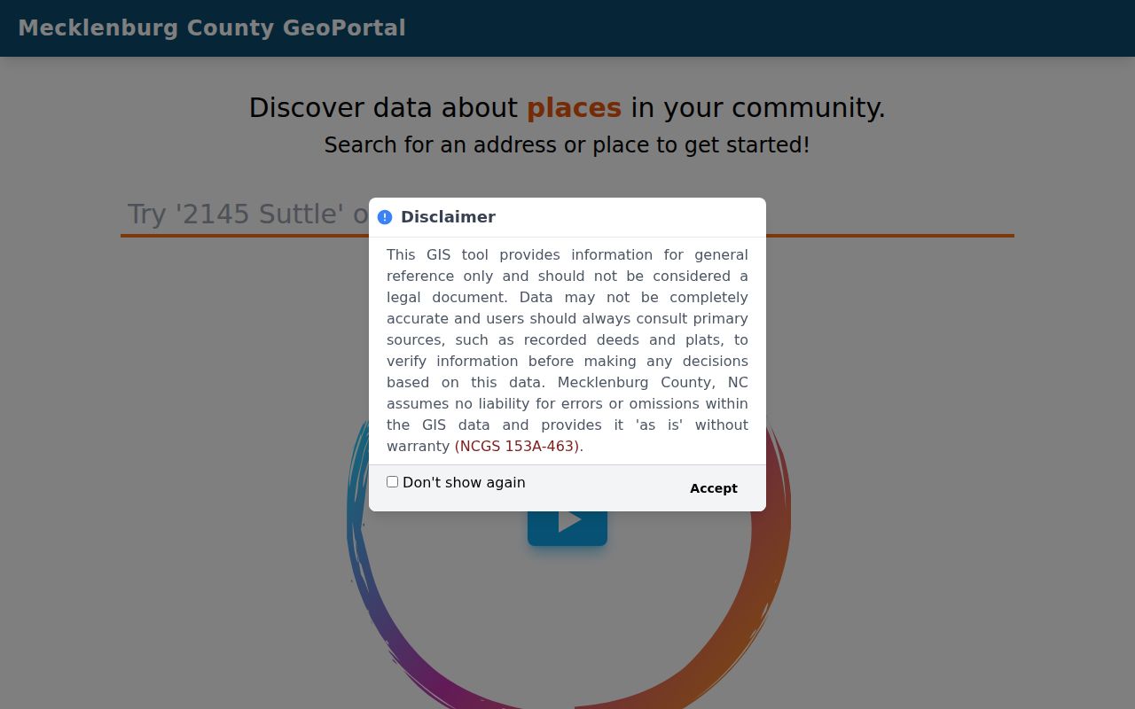 Mecklenburg street directory GeoPortal address and place search