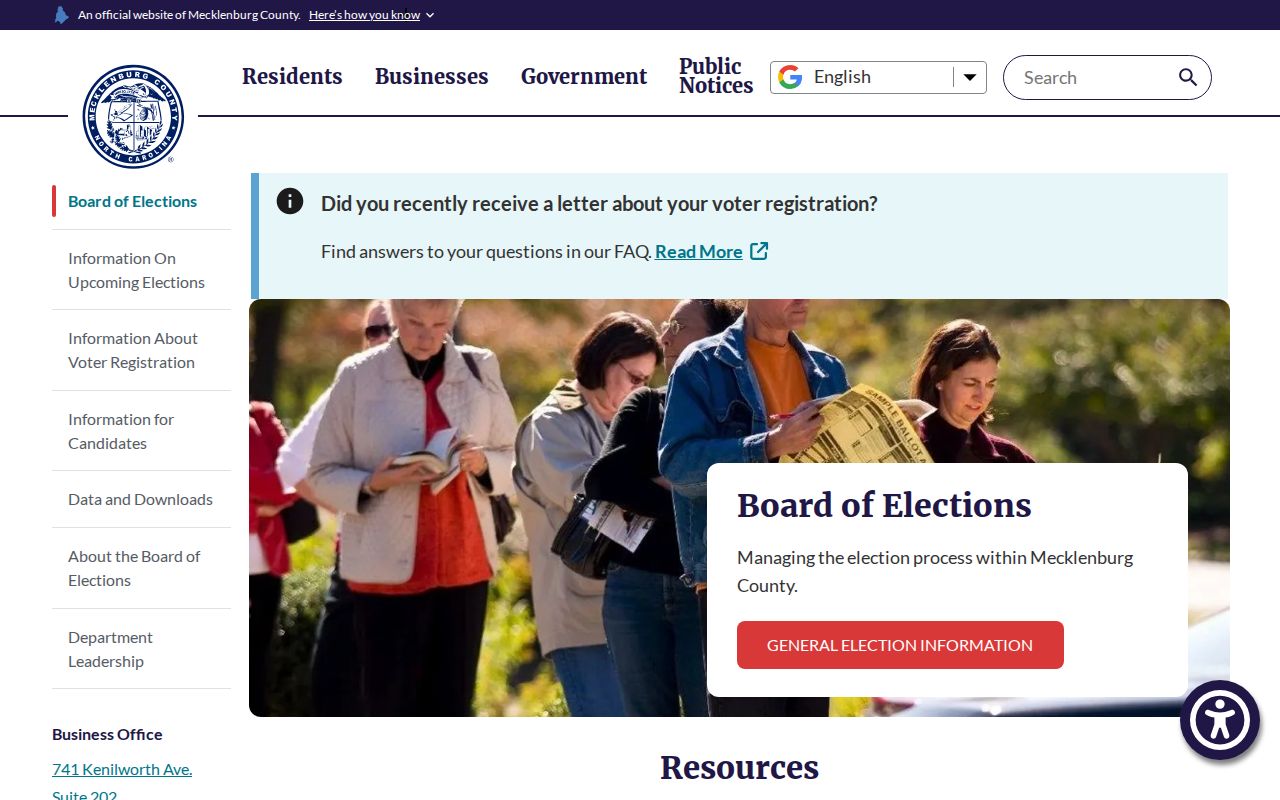 Mecklenburg ZIP code directory Board of Elections resources